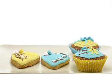 Plate with different cakes