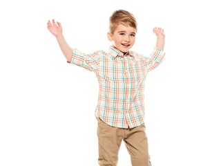 Little funny boy isolated on white background