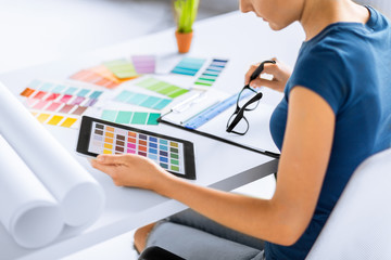 woman working with color samples for selection