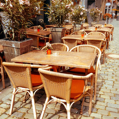 Street view of a coffee terrace