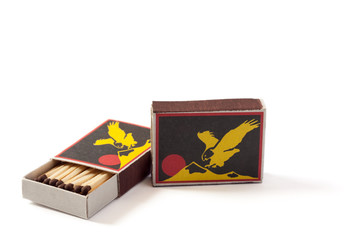 Two Matchbox Matches White Background Studio