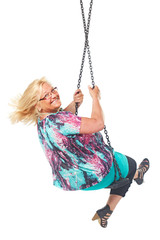 mature woman on the swing