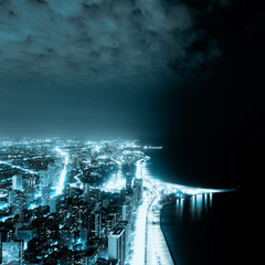 Night View On Chicago Skyline
