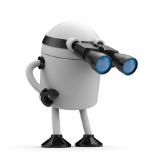 Obraz na płótnie Canvas Robot looks in binocular