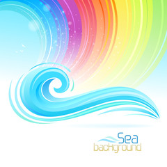 Obraz premium Sea Wave and Rainbow colors