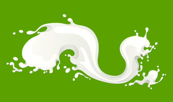 Milk splash isolated on green background.