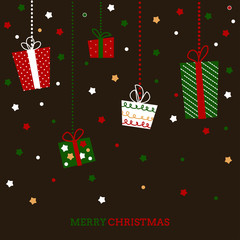 Stylized Christmas and New Year holiday card with presents