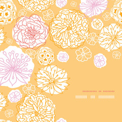 Fototapeta na wymiar Vector warm day flowers elegant corner frame pattern background
