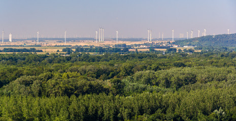 Wind farm in Austria, view from Bratislava Castle