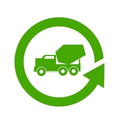 Camion bétonnière ou toupie  dans un symbole recyclage