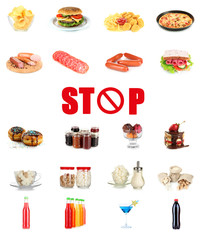 Collage of different unhealthy food