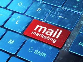 Fototapeta premium Advertising concept: Mail Marketing on computer keyboard backgro