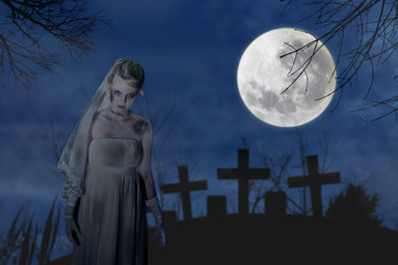 Obraz premium Creepy zombie bride