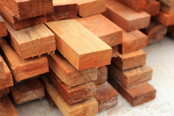 set of wood pine timber for construction building