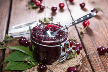 Glass filled with Cherry Jam