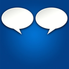 2 Chat Bubbles on Blue Background