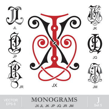 Vintage Monograms JX JL JK JP JQ JR JM
