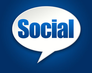 3D Social Sign on Blue Background