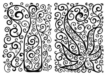 Set of two vector floral illustrations.