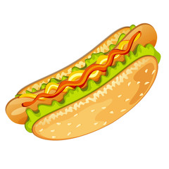 Hot dog with salad mustard and ketchup