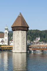Naklejka premium Luzern, Reuss mit Wasserturm, Schweiz
