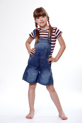 Cool girl wearing bib jeans