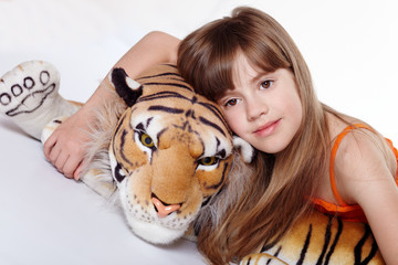 A girl with a tiger
