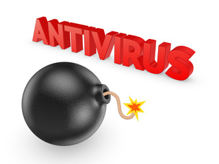 Black bomb and word ANTIVIRUS.