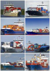 Collage von Containerschiffen