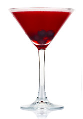 Sliced alcohol cocktail with currant berry isolated on white