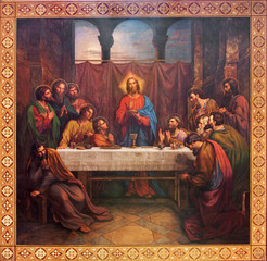 Fototapeta premium Vienna - Fresco of Last supper of Christ