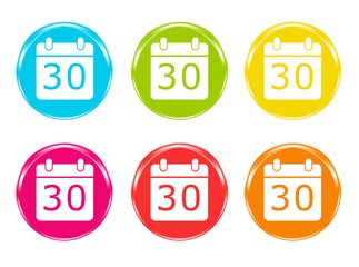 Iconos de colores con símbolo de calendario