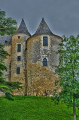 Fototapeta na wymiar Perigord, the picturesque castle of Fayrac in Dordogne