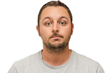 Obraz premium Uomo dubbioso su sfondo bianco