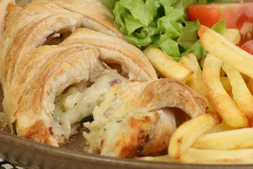 vegetarian cheese and potato plait