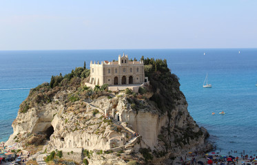 Fototapeta na wymiar Church on the Rocks, Tropea, Calabria, South Italy
