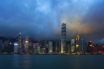 Fototapeta na wymiar Hong Kong night view of Victoria Harbor