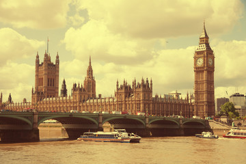 Fototapeta na wymiar House of Parliament in London, UK. Toned image