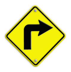 Turn right road sign. Part of a series.