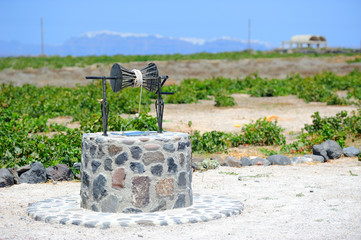 Old traditional Greek well on Santorini