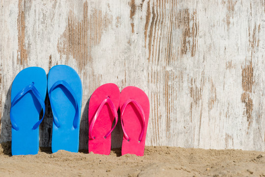 slippers on the beach