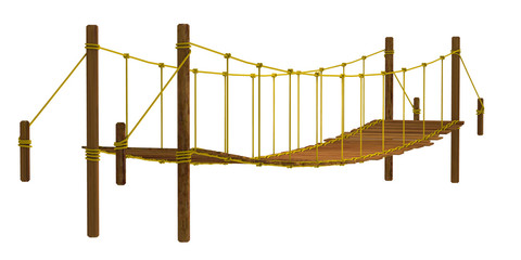 Rope bridge, isolated on the white background