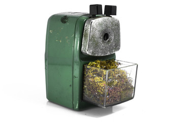 Green sharpener on white background