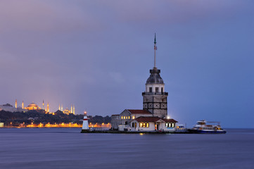 Leandre Tower in twilight -Kız Kulesi-Maiden's Tower-Istanbul