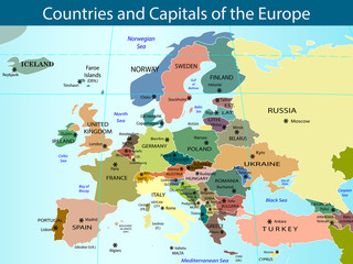 Countries and Capitals of Europe - obrazy, fototapety, plakaty