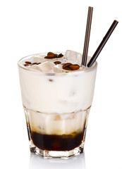 White russian alcohol cocktail isolated on white