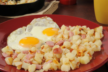 Hash browns and eggs