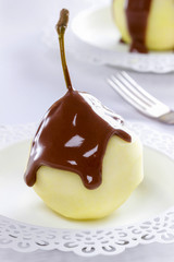 Pears with chocolate sauce