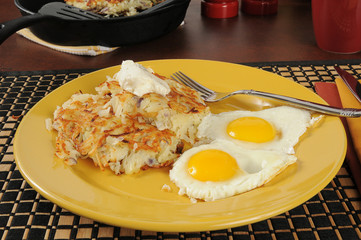 Latkes and fried eggs