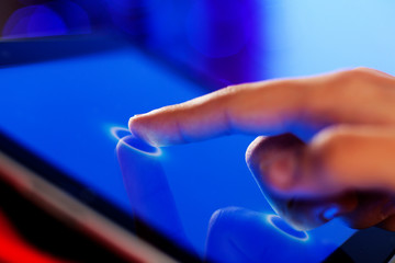 Finger touching screen